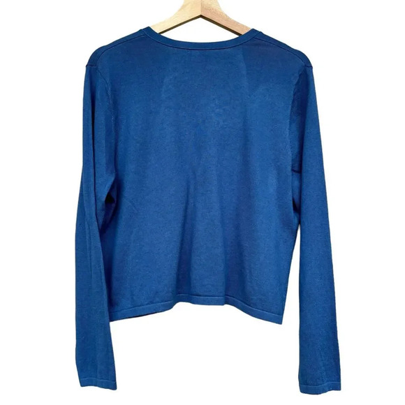 J.Jill Silk Cotton Cashmere V-neck Cardigan Size L Blue Super Soft Lightweight - Picture 2 of 7
